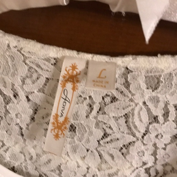 Lace top Cross front lace sheer blouse w/ cami - like new - Picture 9 of 9